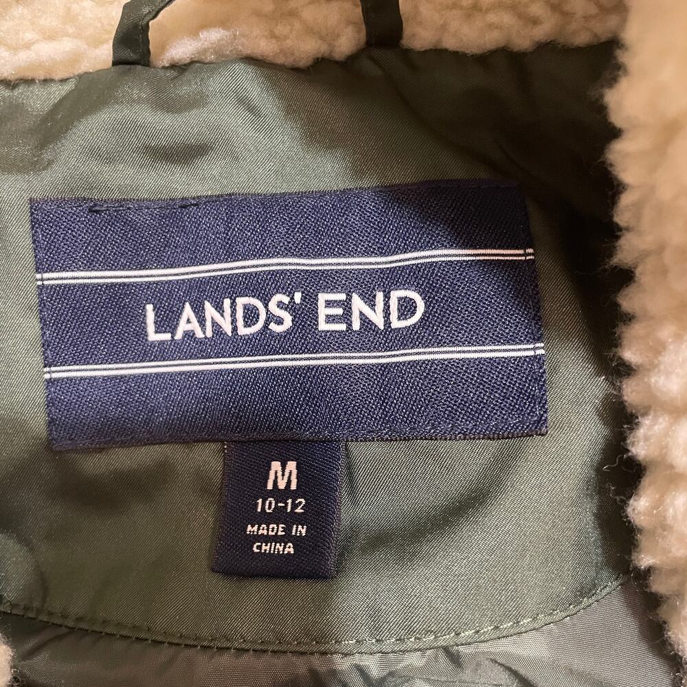 Land's End Quilted puffer jacket with Sherpa collar and buckle Women's Medium - Picture 8 of 8